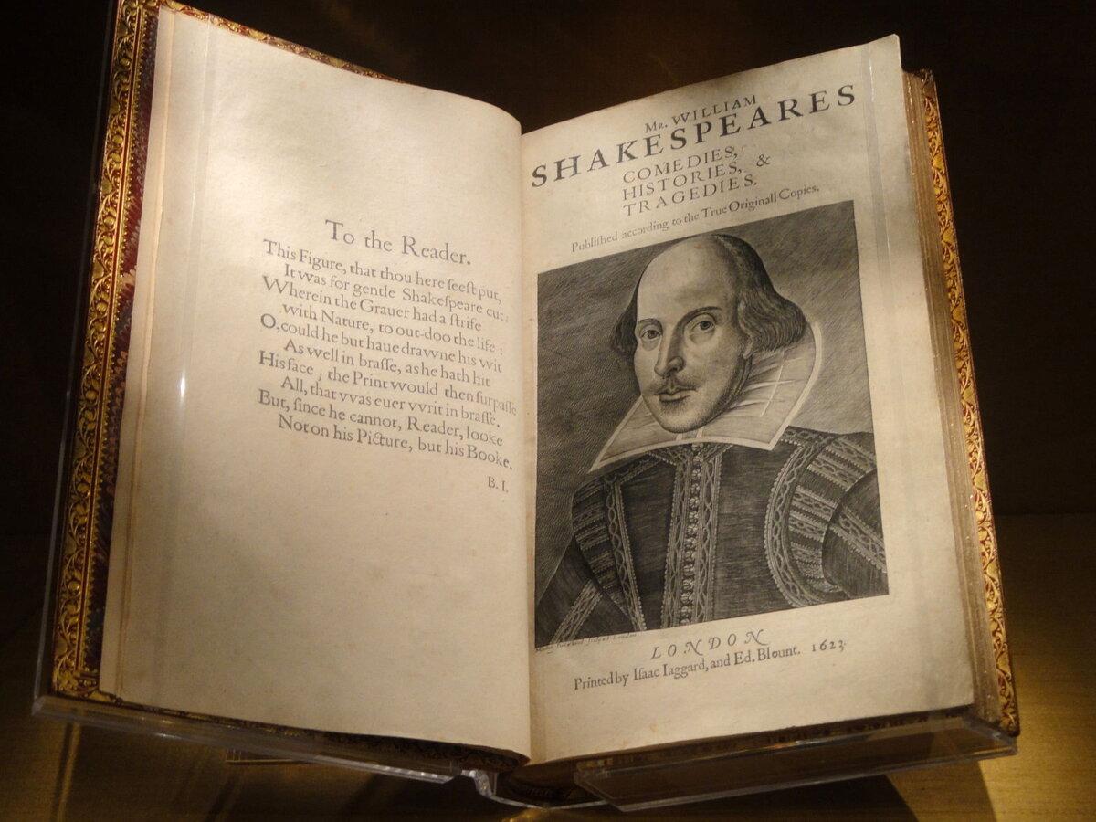 The First Folio, the earliest known printing of 36 of Shakespeare's plays, at the Folger Shakespeare Library in Washington, D.C. (Public Domain)