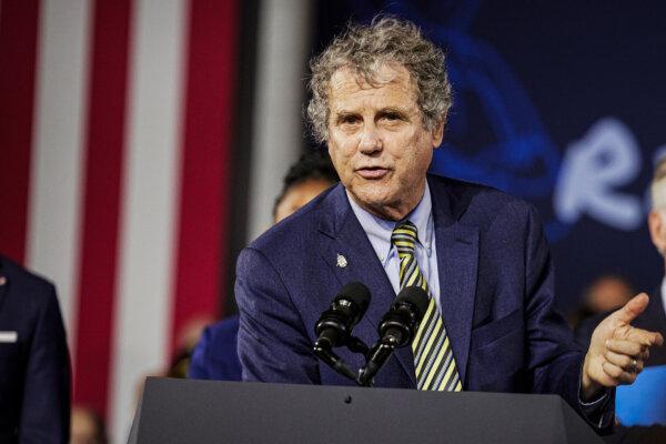 Sen. Sherrod Brown (D-Ohio) speaks at Max S. Hayes High School on July 6, 2022, in Cleveland, Ohio, before President Joe Biden takes the stage to discuss his administration's economic agenda. (Angelo Merendino/Getty Images)