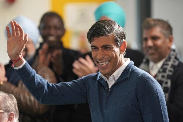 Prime Minister Rishi Sunak during a visit to the MyPlace Youth Centre, in Mansfield, England, on Jan. 4, 2024. (Jacob King/PA)