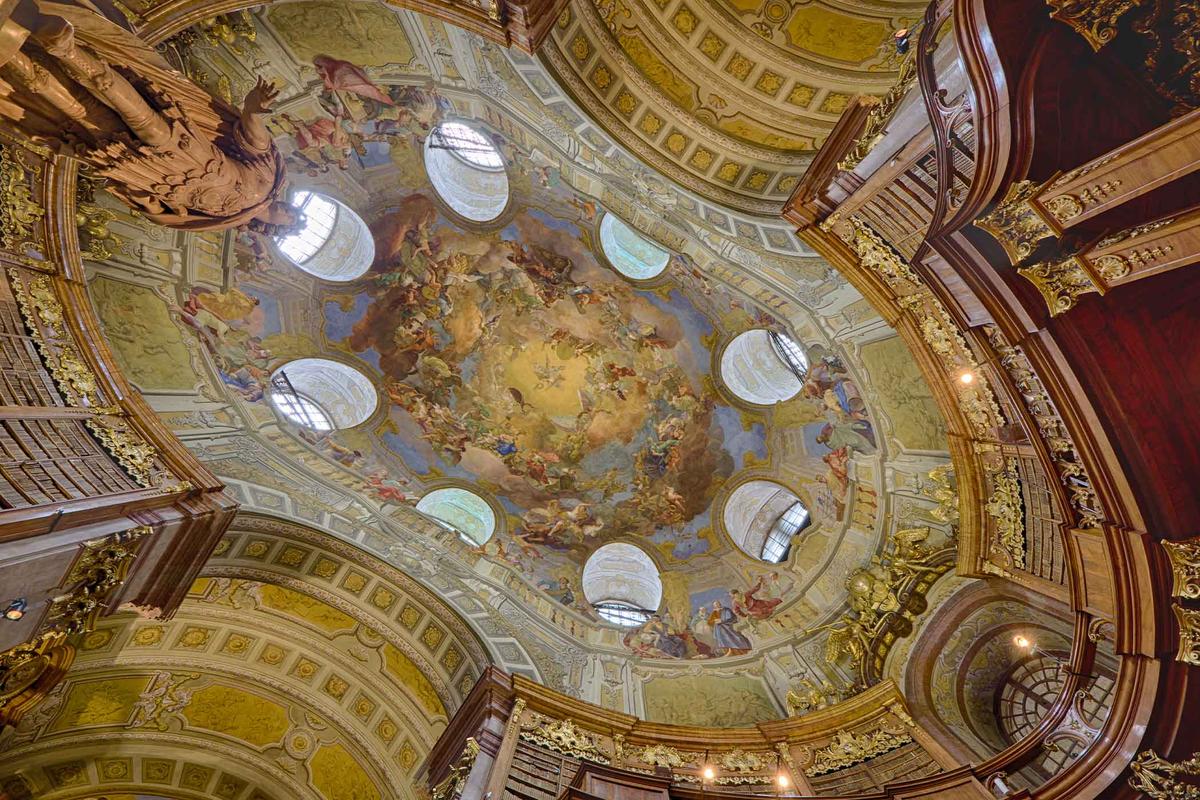 A view of the ceiling of the Austrian National Library's State Hall. (Evgeny Shmulev/Shutterstock)