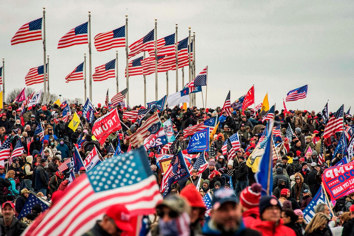 Thousands of supporters for President Donald Trump pack the Washington Mall for a rally in Washington on Jan. 6, 2021. (Joseph Prezioso/AFP via Getty Images)