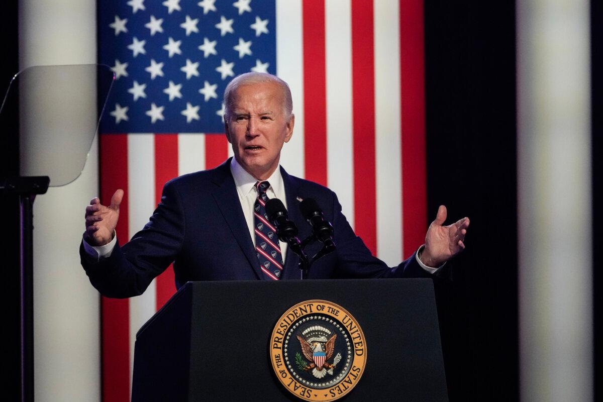 President Joe Biden speaks during a campaign event at Montgomery County Community College in Blue Bell, Pa., on Jan. 5, 2024. (Drew Angerer/Getty Images)