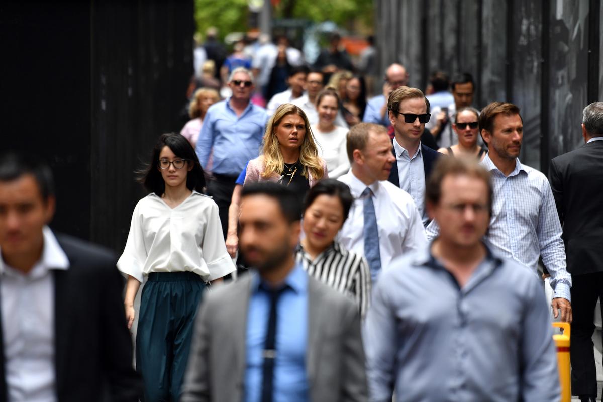 Office workers are seen at lunch break at Martin Place in Sydney, Australia Dec. 12, 2018. (AAP Image/Mick Tsikas)