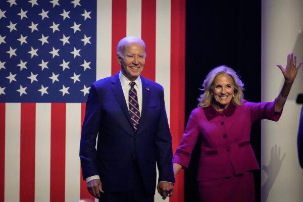 President Joe Biden and First Lady Jill Biden arrive for a campaign event at Montgomery County Community College in Blue Bell, Pa., on Jan. 5, 2024. (Drew Angerer/Getty Images)