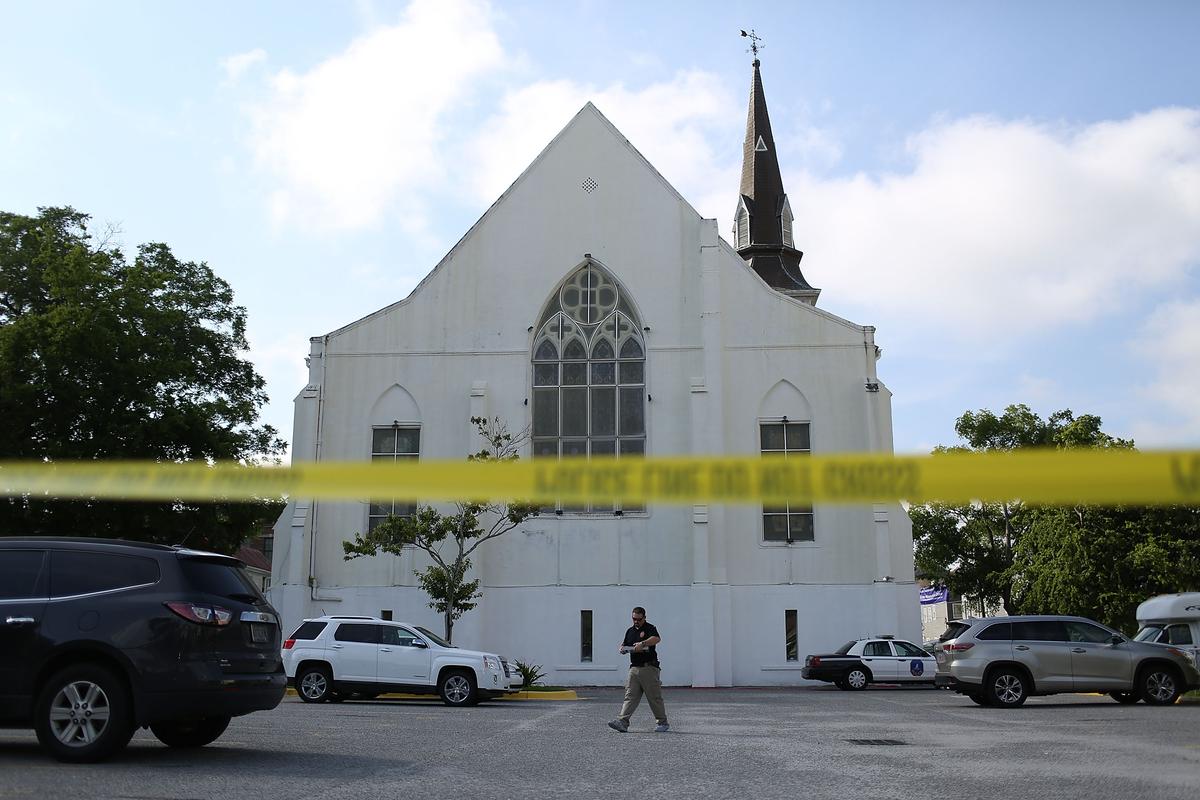 The Emanuel African Methodist Episcopal Church after the mass shooting that killed nine people on June 19, 2015. (Joe Raedle/Getty Images)