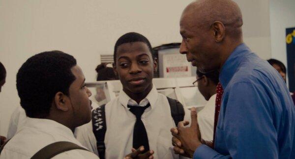 American educator and author Geoffrey Canada (R) speaking to students, in "Waiting for 'Superman.'" (Paramount Pictures)