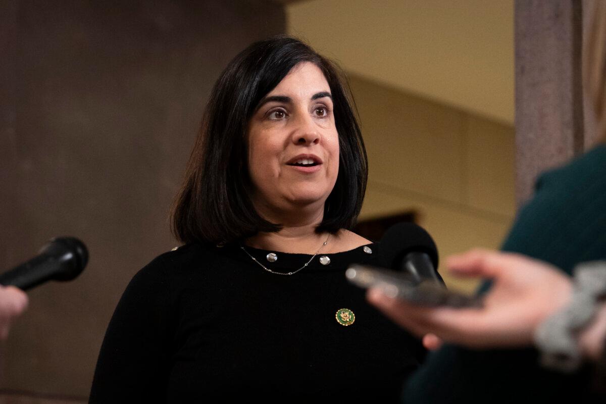 Rep. Nicole Malliotakis (R-N.Y.) speaks to reporters during a break from a meeting with former director of the National Institute of Allergy and Infectious Diseases (NIAID) Dr. Anthony Fauci, who is testifying before the Select Subcommittee on the Coronavirus Pandemic in Washington on Jan. 8, 2024. (Madalina Vasiliu/The Epoch Times)