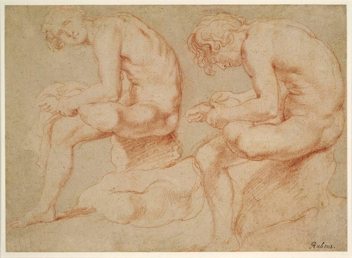Two studies the "Spinario" after the bronze sculpture, circa 1601–1602, by Peter Paul Rubens. The British Museum, London. (Public Domain)
