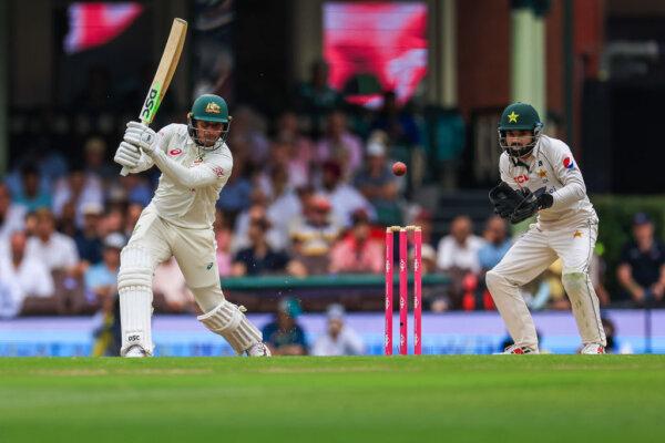 Usman Khawaja of Australia bats during day two of the Men's Third Test Match in the series between Australia and Pakistan at Sydney Cricket Ground in Sydney, Australia, on Jan. 4, 2024. (Mark Evans/Getty Images)