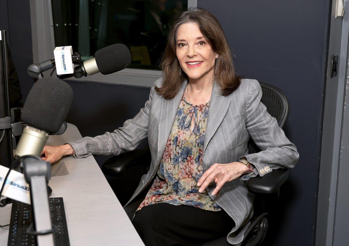 Marianne Williamson visits SiriusXM at SiriusXM Studios in New York City on Sept. 19, 2023. (Jamie McCarthy/Getty Images)