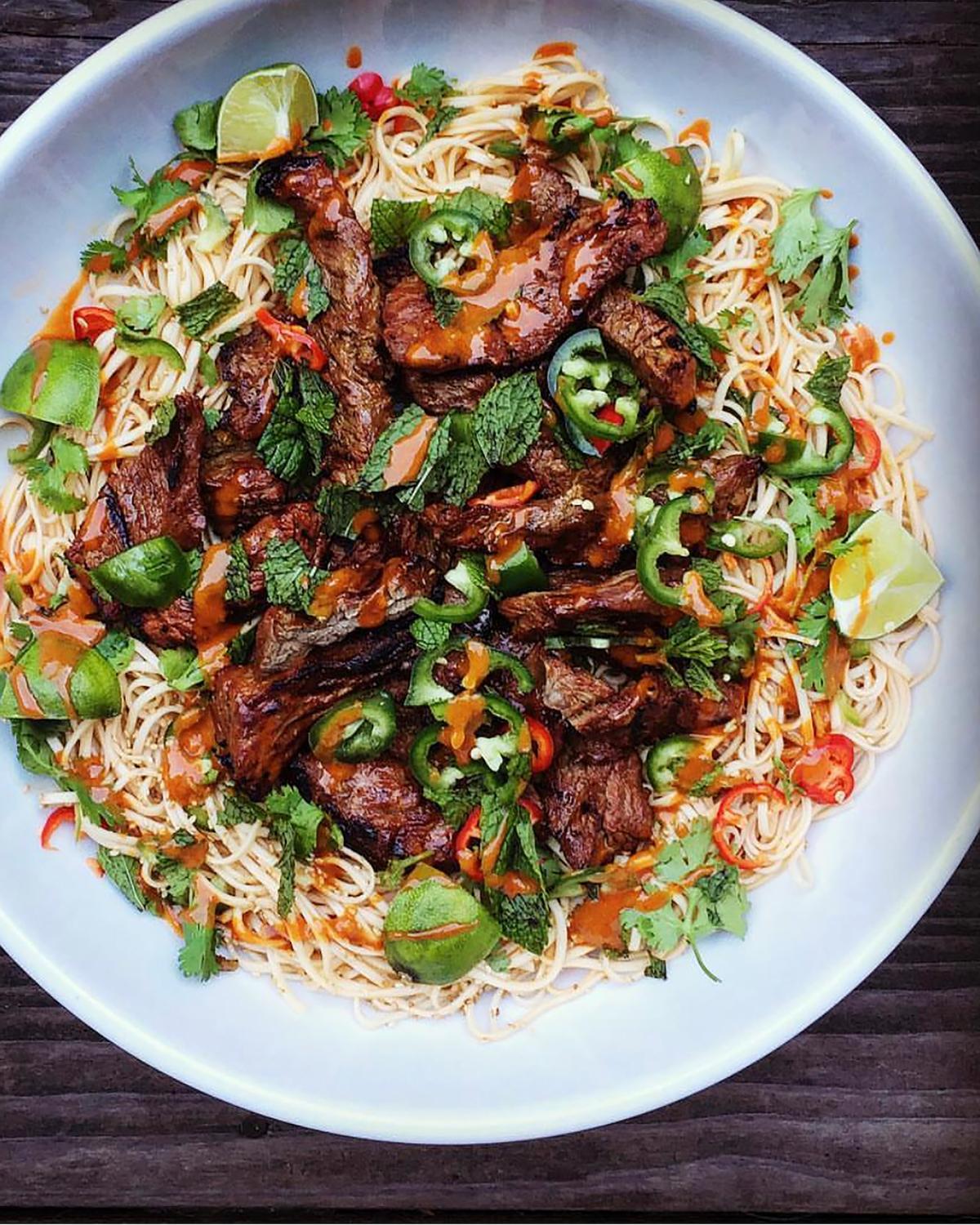 Lemongrass and chile add some zing to this steak noodle dish. (Lynda Balslev for Tastefood)