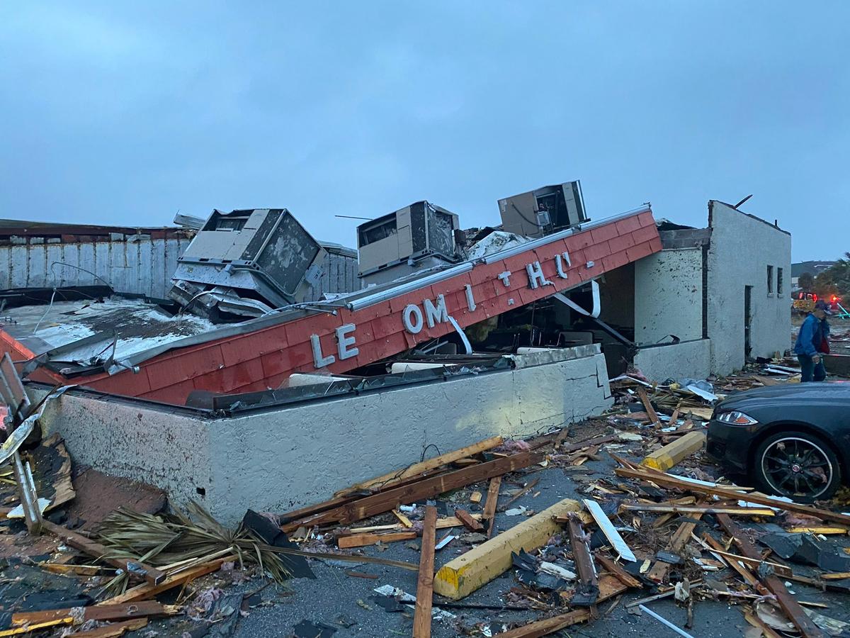 A business in Florida's panhandle is seen destroyed after heavy winds and tornadoes swept through the area on Jan. 9, 2024. (Courtesy of Jimmy Patronis)