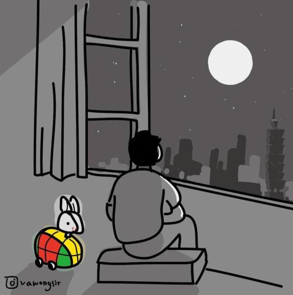 During the Mid-Autumn Festival in 2023, Wong Sir received the tragic news that his mother had passed away. As he was unable to return home, he could only stare at the moon to retrieve all past fond memories. (Courtesy of vawongsir)
