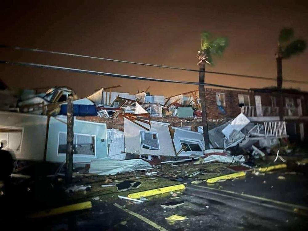 Storm damage around around Panama City Beach, Fla., in Bay County, early on Jan. 9, 2024. (Bay County Sheriff's Office via AP)