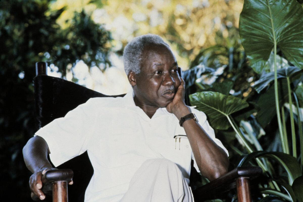 Tanzanian President Julius Nyerere is pictured in Dar es Salaam, Tanzania, on Jan. 31, 1985,. (AFP via Getty Images)
