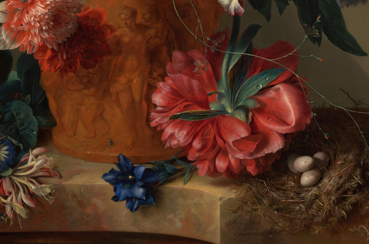 A detail of "Vase of Flowers," 1722, by Jan van Huysum. (Public Domain)
