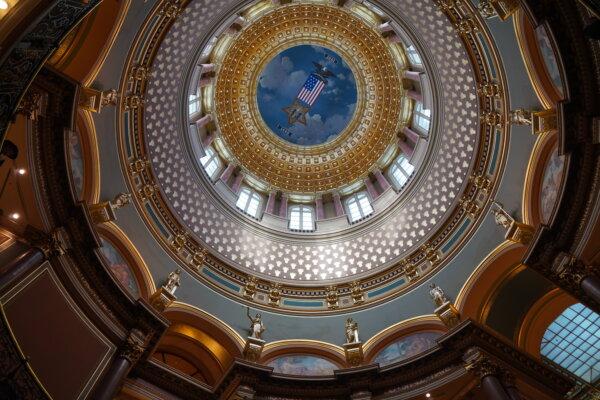 A view of the Iowa State Capitol's dome on Jan. 10, 2024. (Nathan Worcester/The Epoch Times)