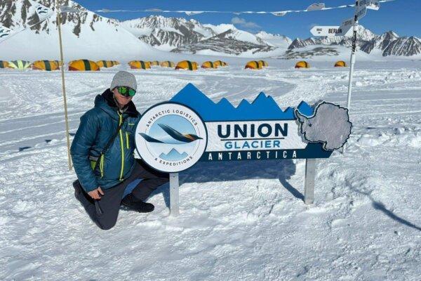 20-year-old Bob Tsang arrived at the Union Glacier base on Jan. 1, 2024, to prepare for the upcoming ascent. (Courtesy of Bob Tsang)