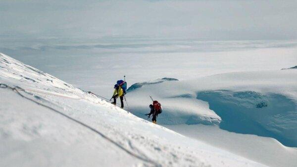Bob Tsang and his teammates on the way up Vinson Massif. (Courtesy of Bob Tsang)