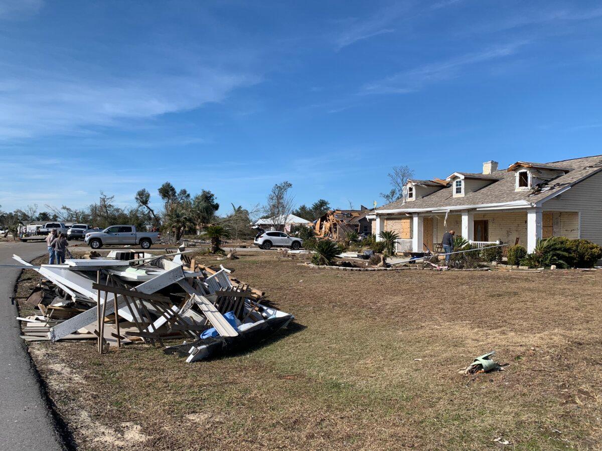 Don Mayo's house post-tornado in Bayhead, Fla. on Jan. 10, 2024. (T.J. Muscaro/The Epoch Times).