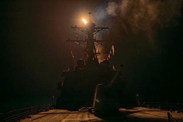 A missile is launched from a warship in an undisclosed location during the U.S.-led operation against targets in Yemen, in this handout picture released on Jan. 12, 2024. (US Central Command via X/Handout via Reuters)