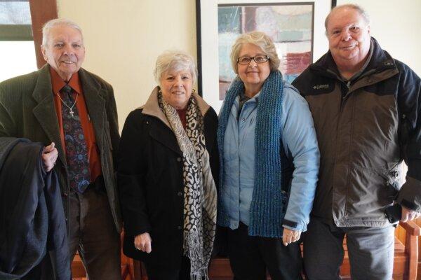Ray Mitchum, Jana Mitchum, Kathy Braga, and Brad Braga at a restaurant in Marshalltown, Iowa, on Jan. 14, 2024. (Nathan Worcester/Epoch Times)