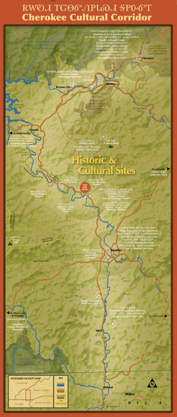 Map of the Cherokee Cultural Corridor. (Courtesy of the Nikwasi Initiative)