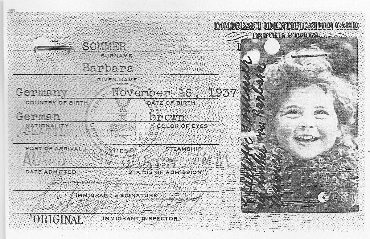 Mrs. Feigin's immigration card. (Courtesy of Barbara Feigin)