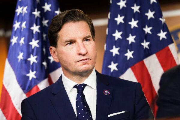 U.S. Rep. Dean Phillips (D-Minn.) attends a news conference on Iran negotiations on Capitol Hill in Washington on April 6, 2022. (Kevin Dietsch/Getty Images)