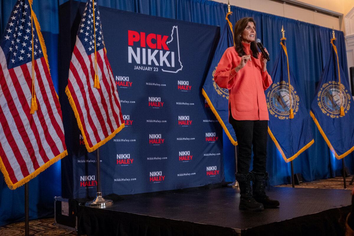 Republican presidential candidate Nikki Haley speaks following her third-place finish in the Iowa caucus, at a campaign event in Manchester, N.H., on Jan. 16, 2024. (Spencer Platt/Getty Images)