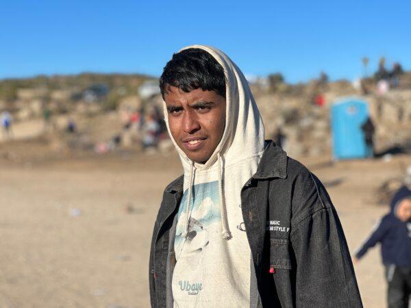 A man from Mauritania who didn't want to be named, near Jacumba, Calif., on Dec. 5, 2023. (Brad Jones/The Epoch Times)