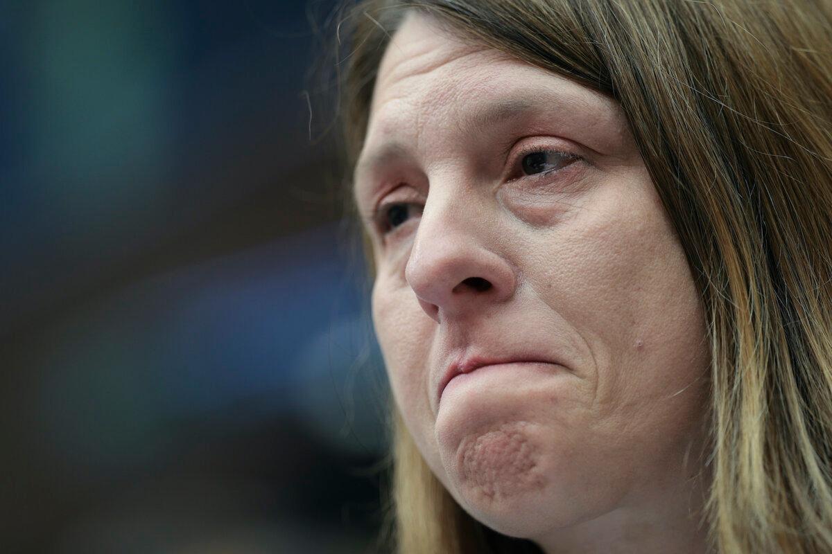 Tammy Nobles, the mother of Kayla Hamilton, who was allegedly murdered by an unaccompanied alien child MS-13 gang member, testifies before the House Subcommittee on Immigration Integrity, Security, and Enforcement on Capitol Hill in Washington on May 23, 2023. (Win McNamee/Getty Images)