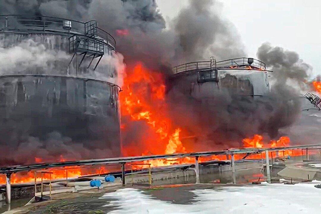 Ukrainian Drone Attack on Oil Depot Inside Russia Causes Massive Blaze, Officials Say
