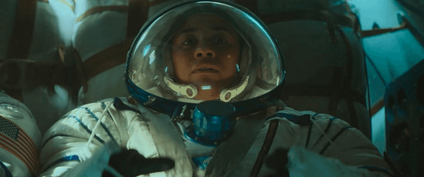 Dr. Kira Foster (Ariana DeBose) arrives at the space station, in “I.S.S.” (Bleecker Street)