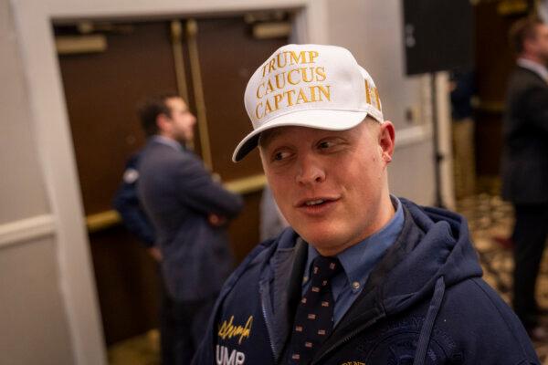 Pastor Joel Tenney from Iowa speaks during an interview with The Epoch Times at a Trump rally in Concord, N.H., on Jan. 19, 2024. (Madalina Vasiliu/The Epoch Times)