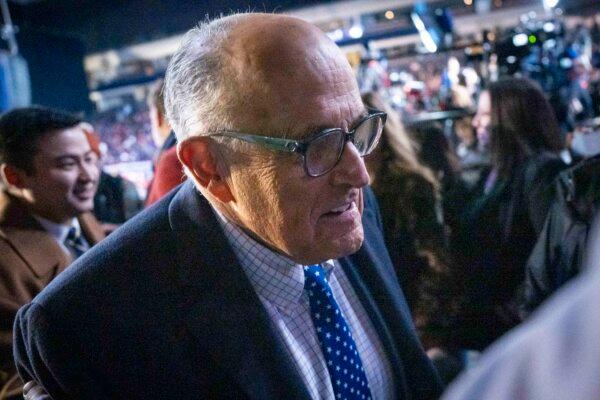 Rudy Giuliani attends Republican presidential candidate and former President Donald J. Trump’s rally in Manchester, N.H., on Jan. 20, 2024. (Madalina Vasiliu/The Epoch Times)