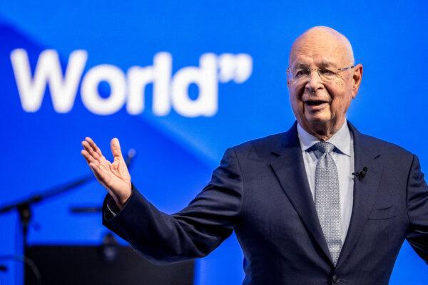 WEF founder Klaus Schwab delivers a speech during the "Crystal Award" ceremony at the World Economic Forum annual meeting in Davos, on Jan. 16, 2023. (Fabrice Coffrini/AFP via Getty Images)
