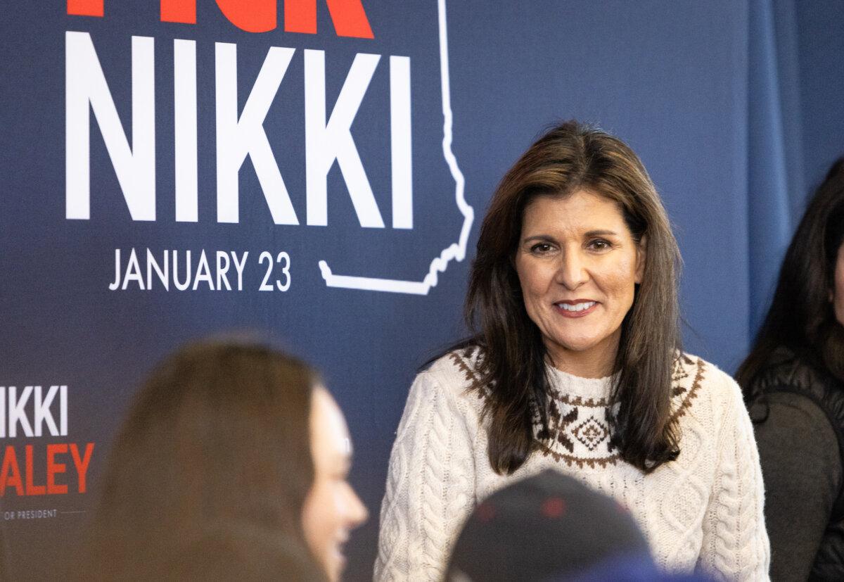 Nikki Haley speaks in Derry, New Hampshire, on Jan. 21, 2024. (John Fredricks/The Epoch Times)