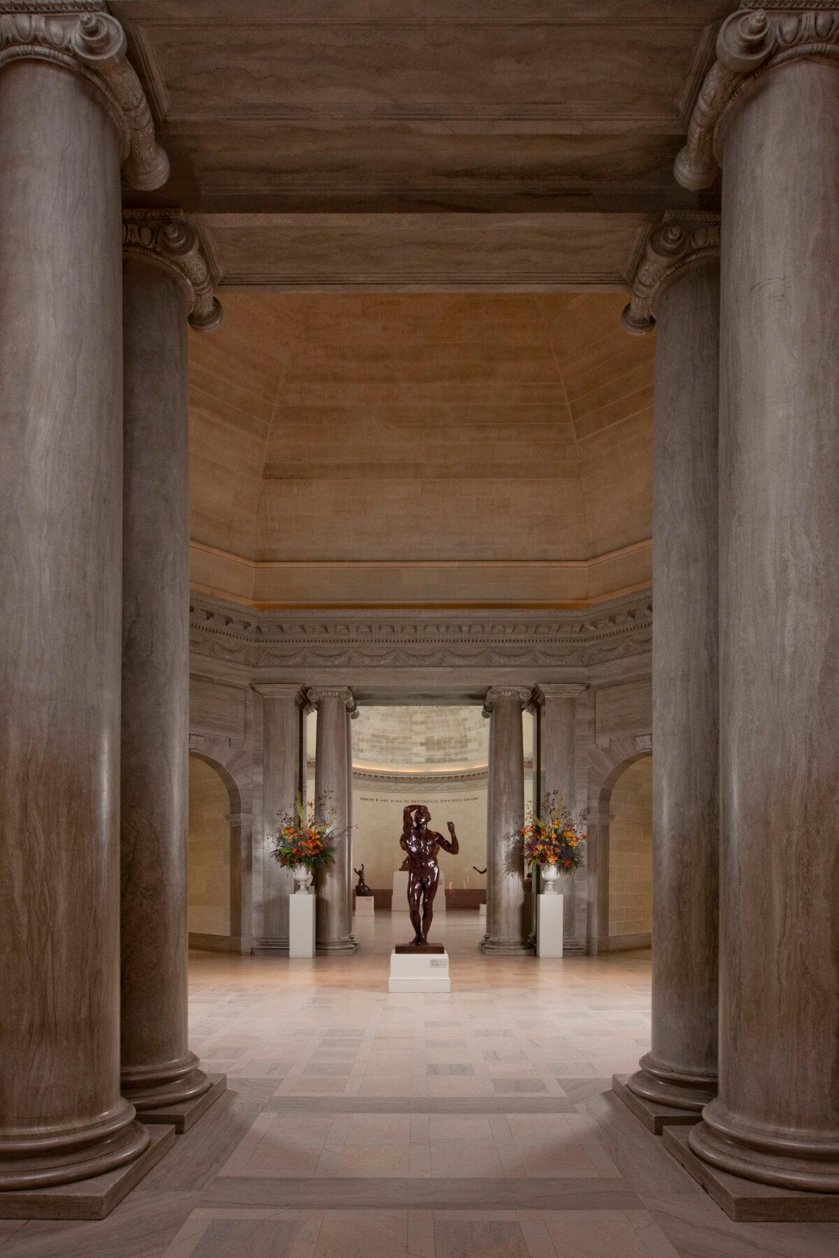 The entrance to the Legion leads down a hall of palatial marble columns typical of the neoclassical style and into a large rotunda that itself leads to various rooms of exhibits. (Courtesy of the Legion of Honor)
