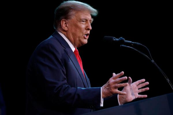 Republican presidential candidate and former President Donald Trump addresses a campaign rally at the Rochester Opera House on January 21, 2024 in Rochester, New Hampshire. (Chip Somodevilla/Getty Images)