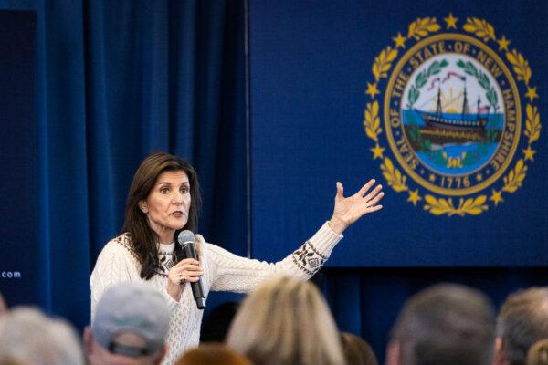 Nikki Haley speaks in Derry, New Hampshire, on Jan. 21, 2024. (John Fredricks/The Epoch Times)