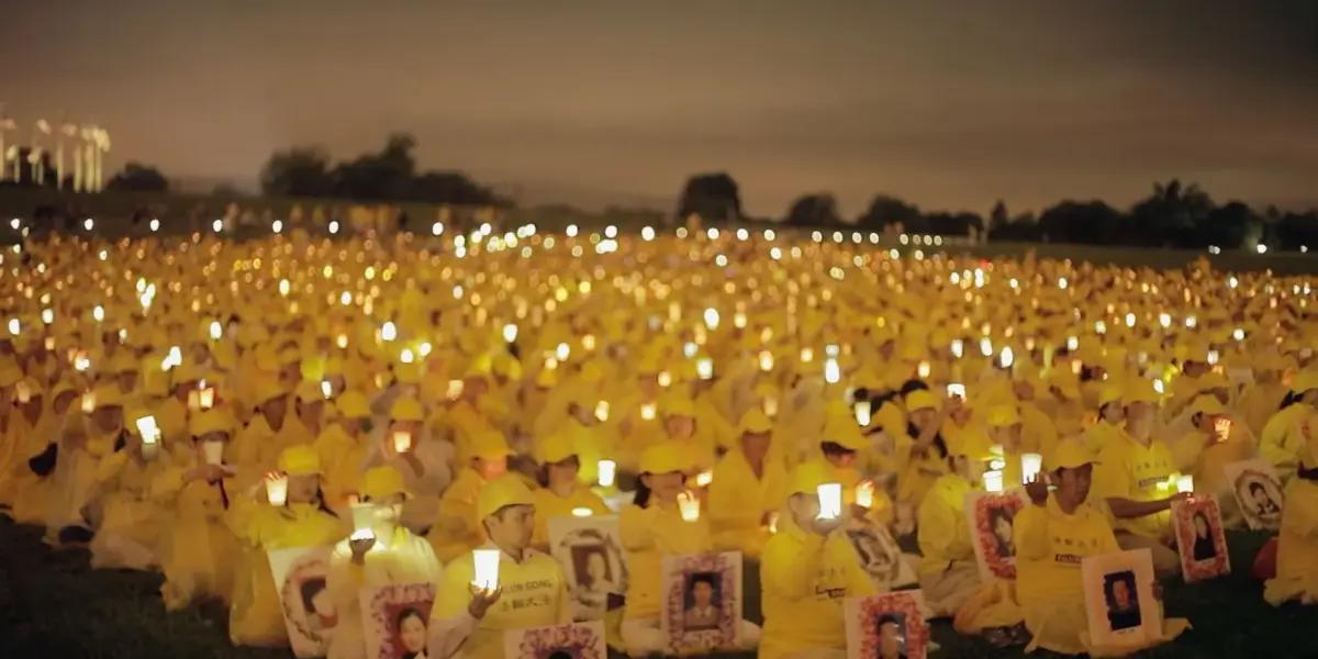 People assemble in Washington to bring awareness of the CCP's killing of Falun Gong practitioners for their organs, in a scene from the 2024 documentary "State Organs." (RooYee Films)