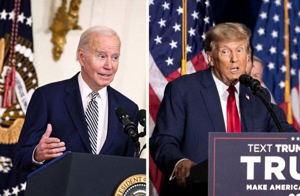 (Left) President Joe Biden. (Brendan Smialowski/AFP via Getty Images)  (Right) Former president Donald Trump. (John Fredricks/The Epoch Times)