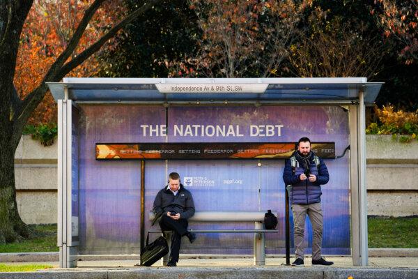 The National Debt Clock in Washington, on Nov. 13, 2023. (Madalina Vasiliu/The Epoch Times)