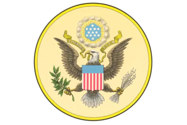 The Great Seal of the United States is woven with 13 stars, stripes, arrows, and olive leaves, signifying the transition from separate states to a unified nation. (Archive Photos/Getty Images)