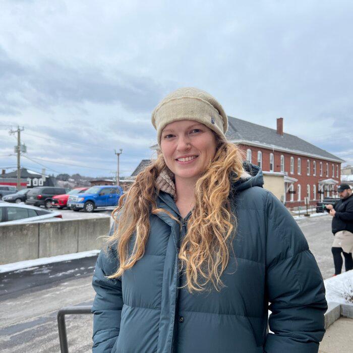 Lauren Zielinski from Manchester, N.H., says she voted for Joe Biden in the New Hampshire primaries on January 23, 2023. (Emel Akan/The Epoch Times)