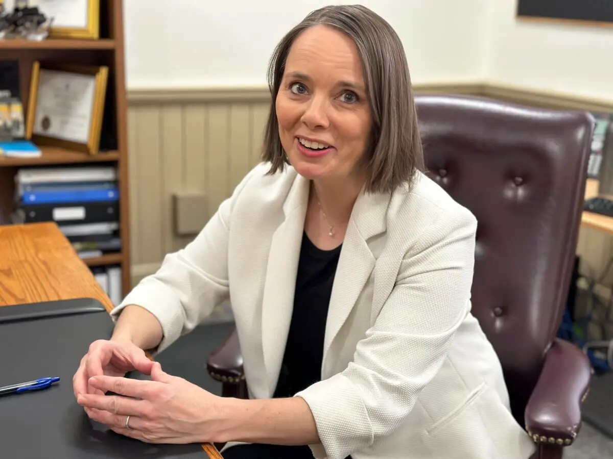 Maine Secretary of State Shenna Bellows in her office in Augusta on Jan. 9, 2024. (David Sharp/AP Photo)