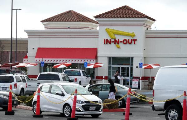 An In-N-Out Burger restaurant in Oakland, Calif., on Jan. 23, 2024. Fast food chain In-N-Out Burger closed one of its profitable restaurants in January as a result of high crime in the area, such as car break-ins and armed robbery, which is making it unsafe for customers and workers. (Justin Sullivan/Getty Images)