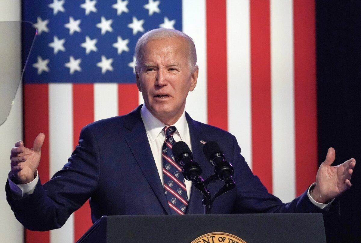 President Joe Biden speaks during a campaign event at Montgomery County Community College, in Blue Bell, Pa., on Jan. 5, 2024. (Drew Angerer/Getty Images)