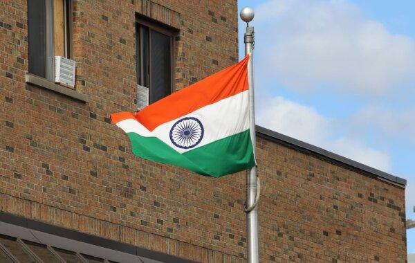 The Indian flag is seen flying at the High Commission of India in Ottawa in a file photo. (The Canadian Press/Patrick Doyle)